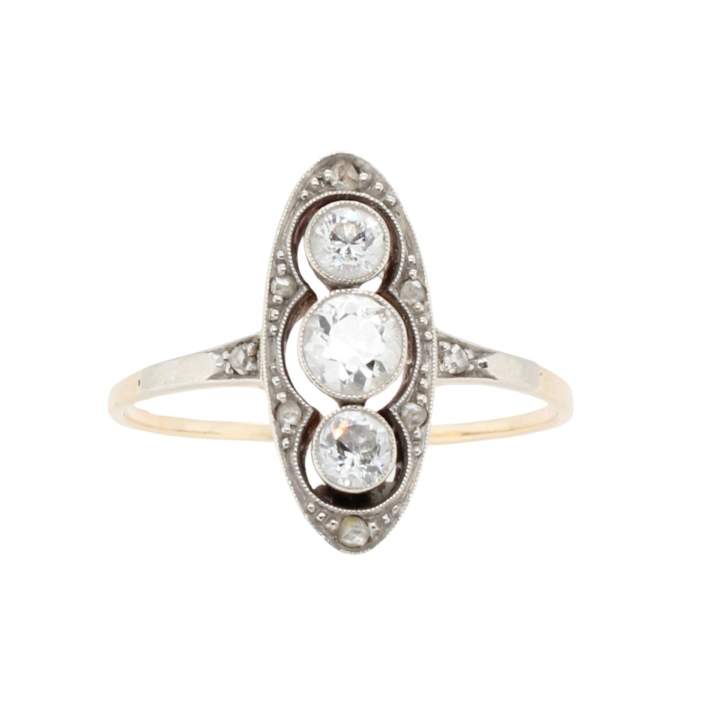 Edwardian Diamond Marquise Ring-Charlotte Sayers Antique Jewellery