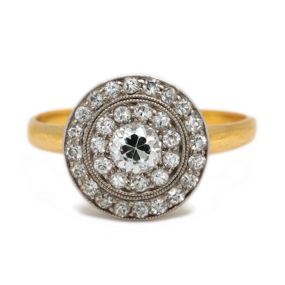 Edwardian Diamond Pave Set Circular Ring-Charlotte Sayers Antique Jewellery