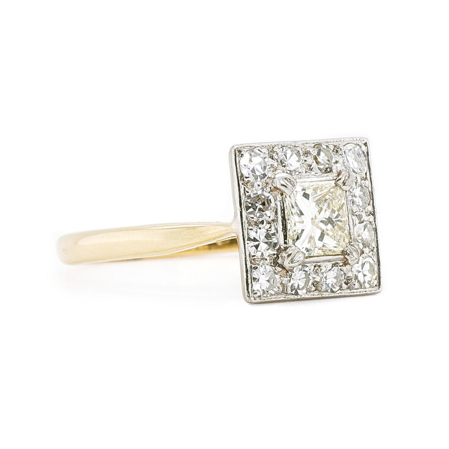 Edwardian Diamond Square Ring-Charlotte Sayers Antique Jewellery