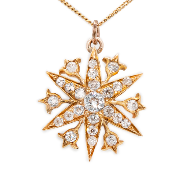 Edwardian Diamond Star Pendant-Charlotte Sayers Antique Jewellery