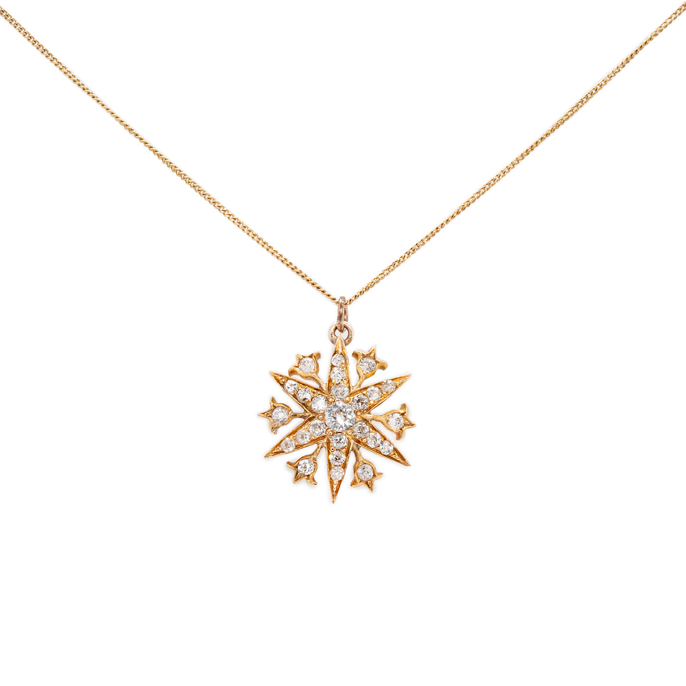 Edwardian Diamond Star Pendant-Charlotte Sayers Antique Jewellery