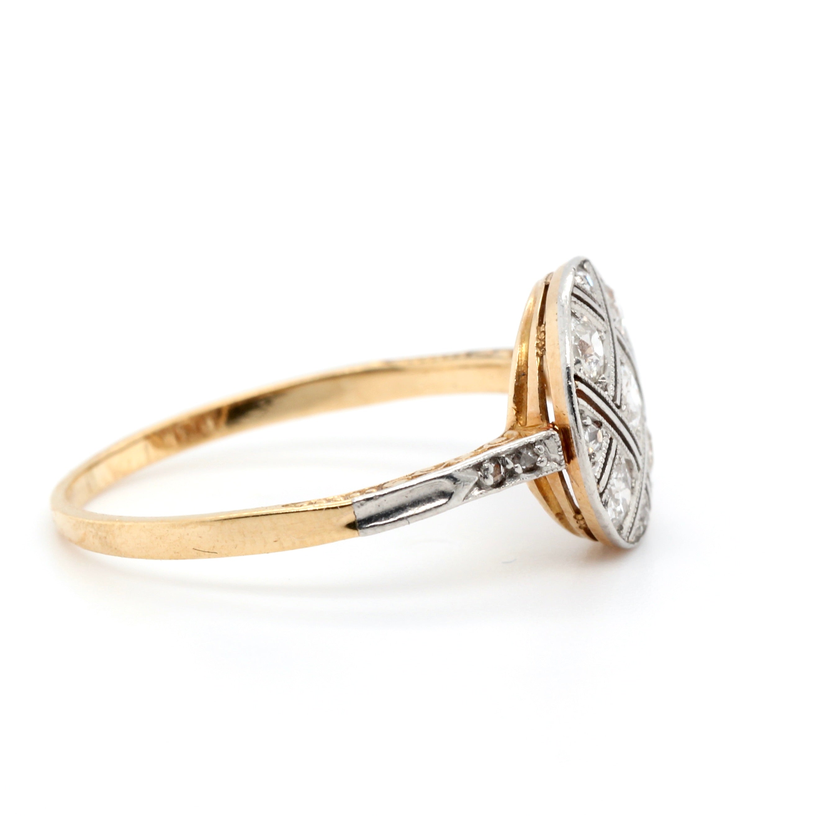 Edwardian Diamond and Platinum Circular Ring-Charlotte Sayers Antique Jewellery