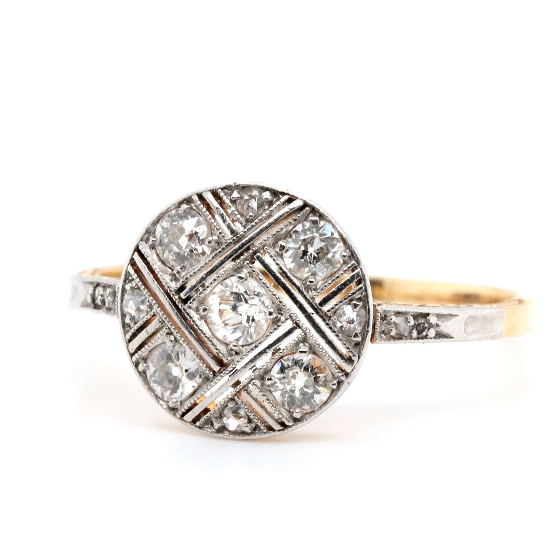 Edwardian Diamond and Platinum Circular Ring-Charlotte Sayers Antique Jewellery