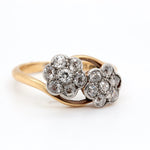 Edwardian Double Flower Diamond Ring-Charlotte Sayers Antique Jewellery