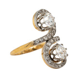 Edwardian Double Tourbillon Old Mine Cut Ring-Charlotte Sayers Antique Jewellery