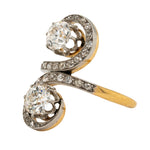 Edwardian Double Tourbillon Old Mine Cut Ring-Charlotte Sayers Antique Jewellery