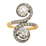 Edwardian Double Tourbillon Old Mine Cut Ring-Charlotte Sayers Antique Jewellery