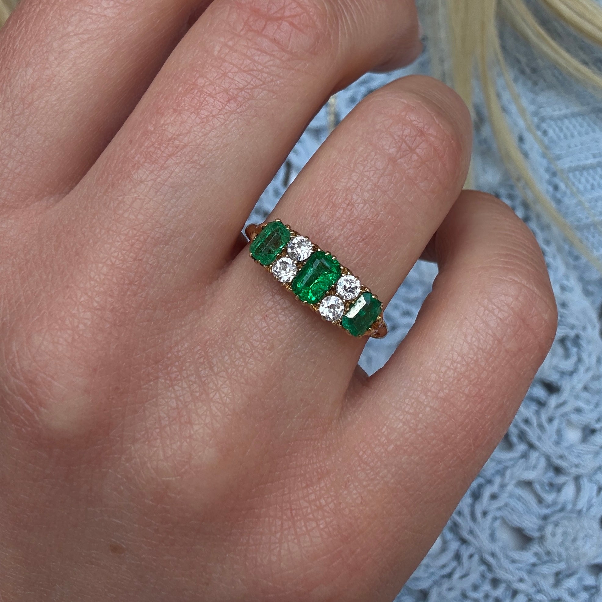 Edwardian Emerald & Diamond Ring-Charlotte Sayers Antique Jewellery