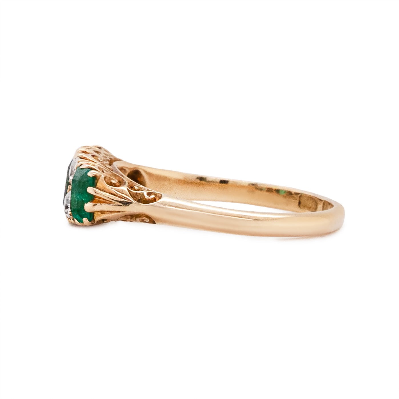 Edwardian Emerald & Diamond Ring-Charlotte Sayers Antique Jewellery