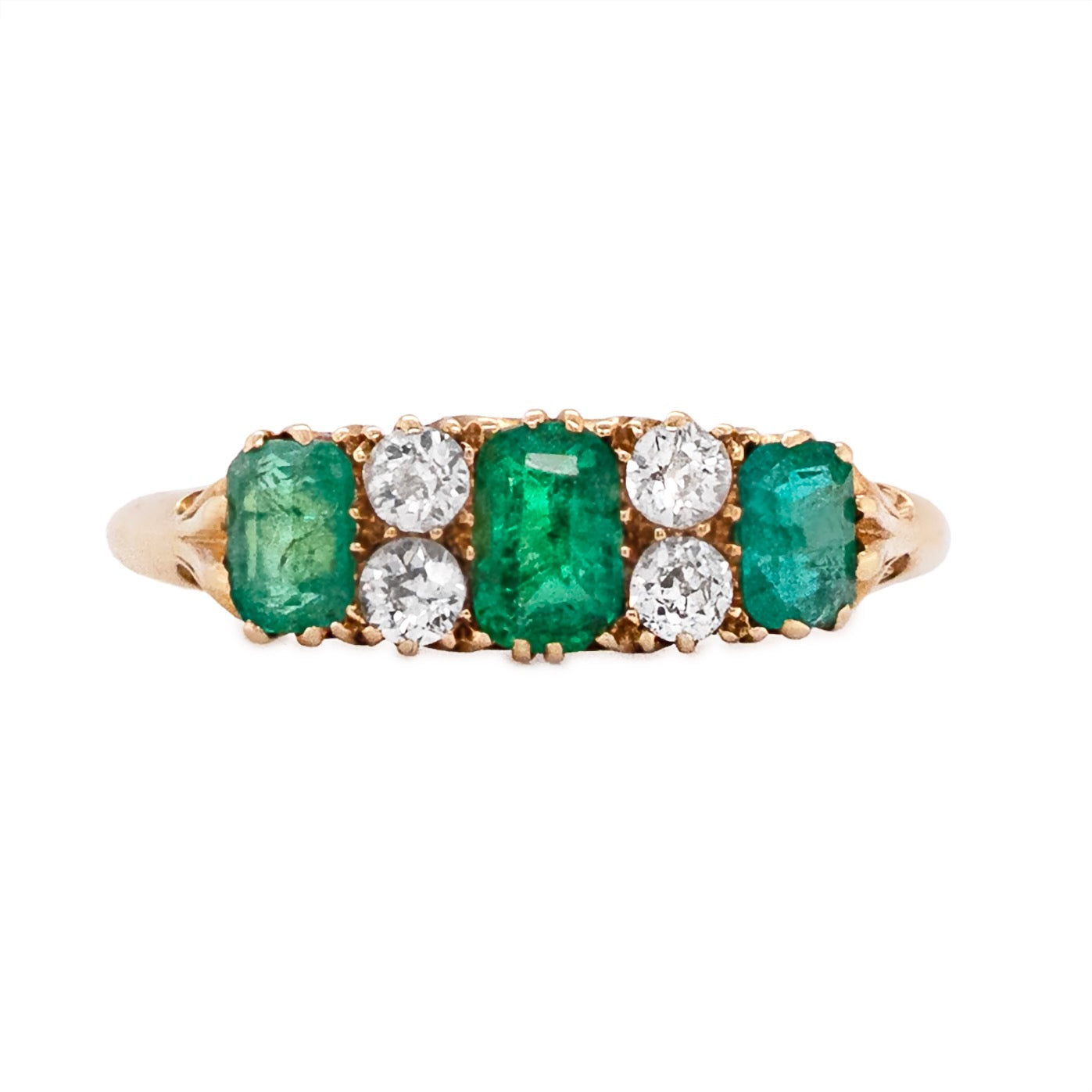 Edwardian Emerald & Diamond Ring-Charlotte Sayers Antique Jewellery