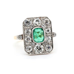 Edwardian Emerald and Diamond Ring-Charlotte Sayers Antique Jewellery