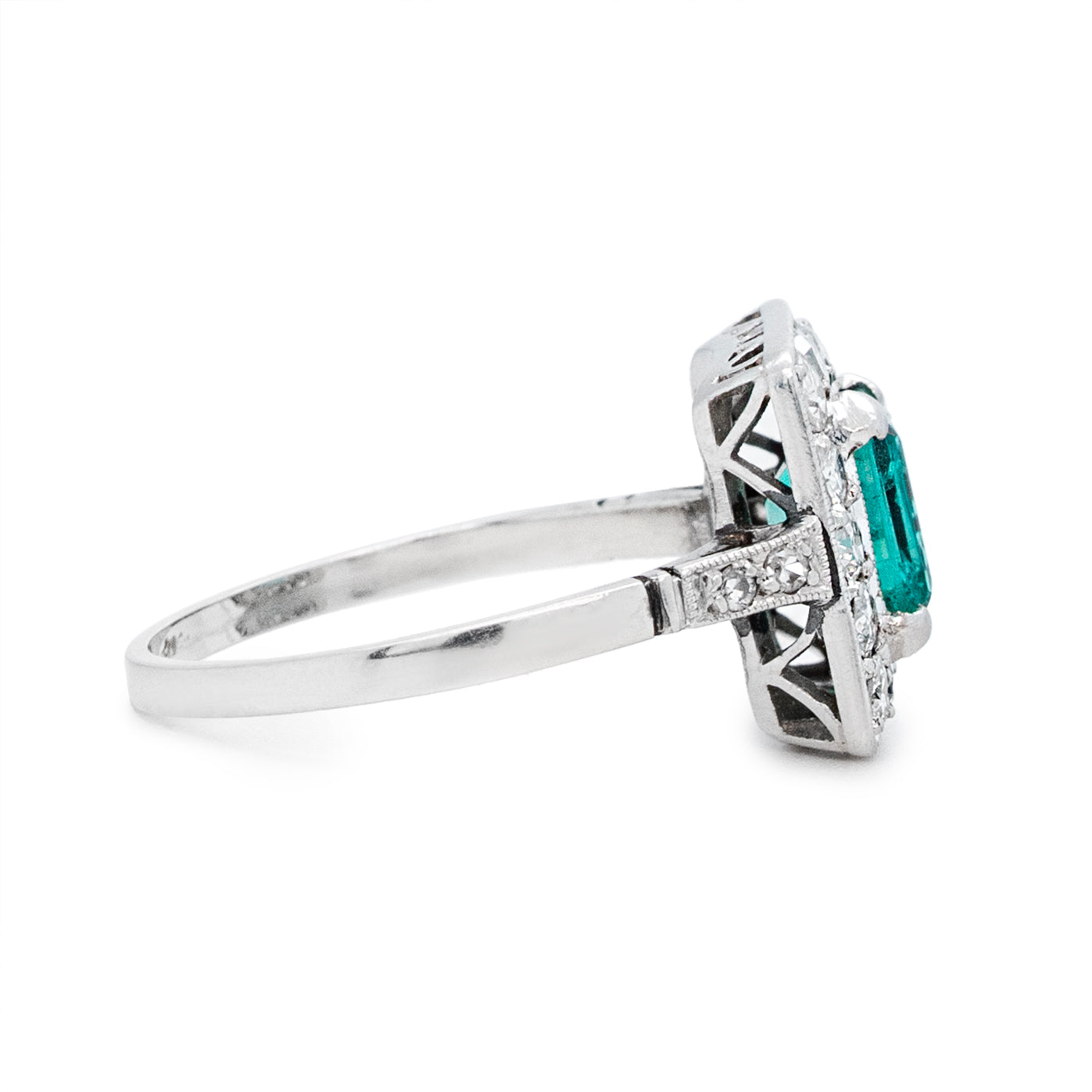 Edwardian Emerald and Diamond Ring-Charlotte Sayers Antique Jewellery