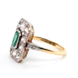 Edwardian Emerald and Diamond Ring-Charlotte Sayers Antique Jewellery