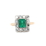 Edwardian Emerald and Diamond Ring-Charlotte Sayers Antique Jewellery