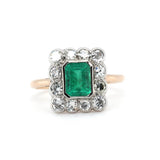 Edwardian Emerald and Diamond Ring-Charlotte Sayers Antique Jewellery