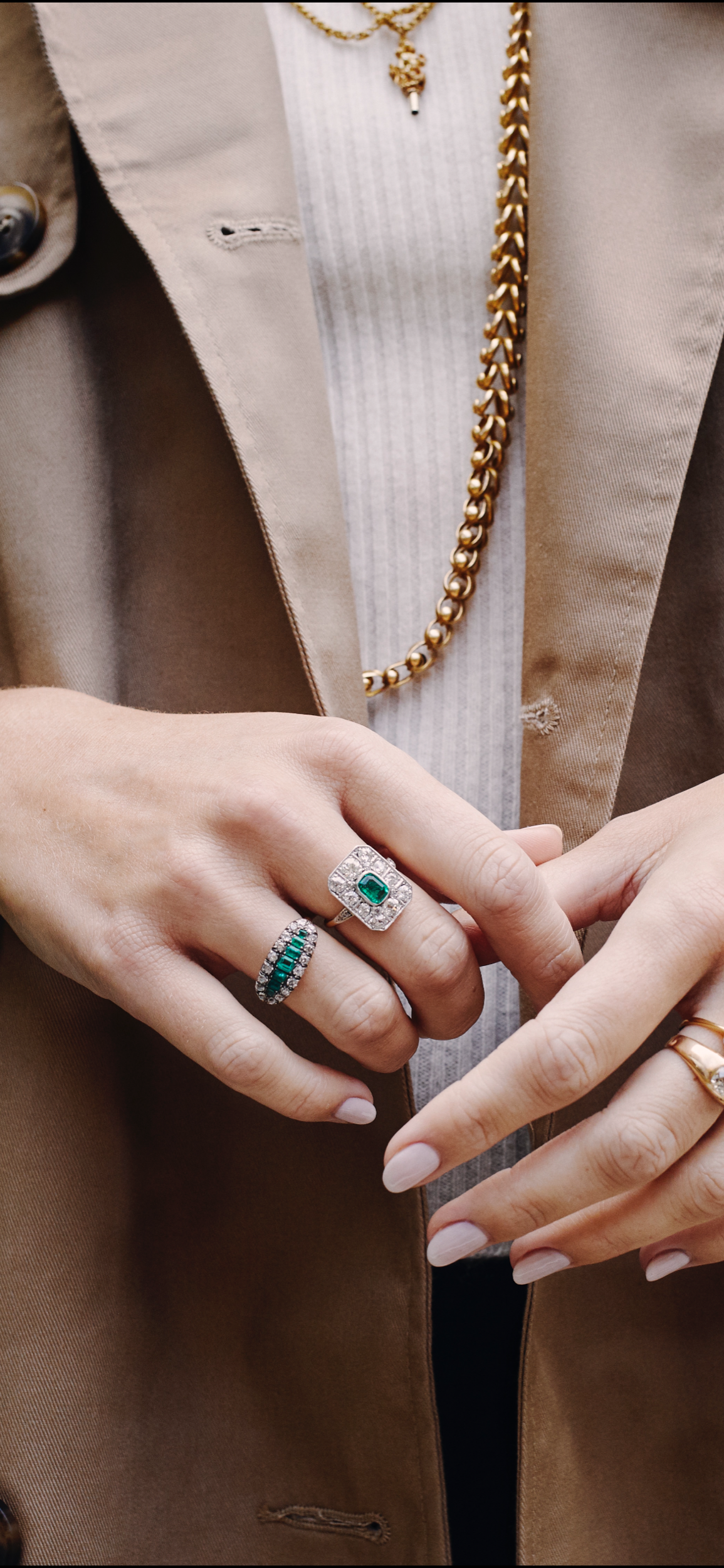 Edwardian Emerald and Diamond Ring-Charlotte Sayers Antique Jewellery