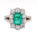 Edwardian Emerald and Diamond Ring-Charlotte Sayers Antique Jewellery