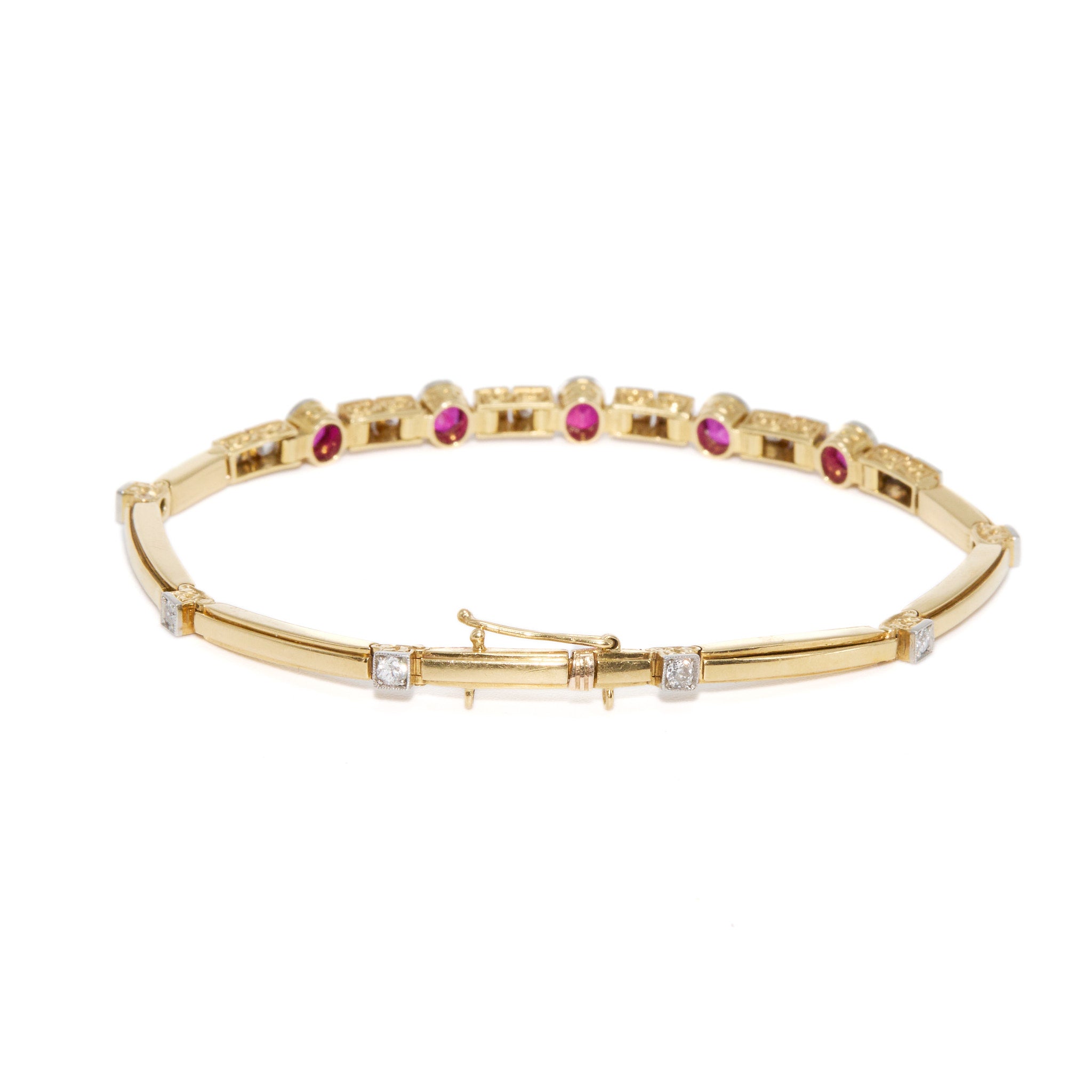 Edwardian Era Burma Ruby and Diamond Bracelet-Charlotte Sayers Antique Jewellery