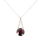 Edwardian Garnet and Diamond Pendant-Charlotte Sayers Antique Jewellery