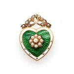 Edwardian Green and White Enamel Heart-Charlotte Sayers Antique Jewellery