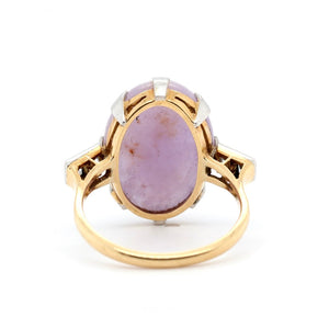 Edwardian Lavender Jade and Diamond Ring-Charlotte Sayers Antique Jewellery