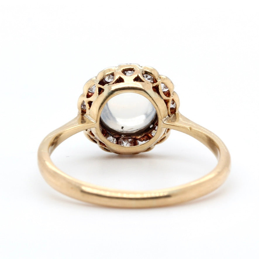 Edwardian Moonstone and Diamond Ring-Charlotte Sayers Antique Jewellery