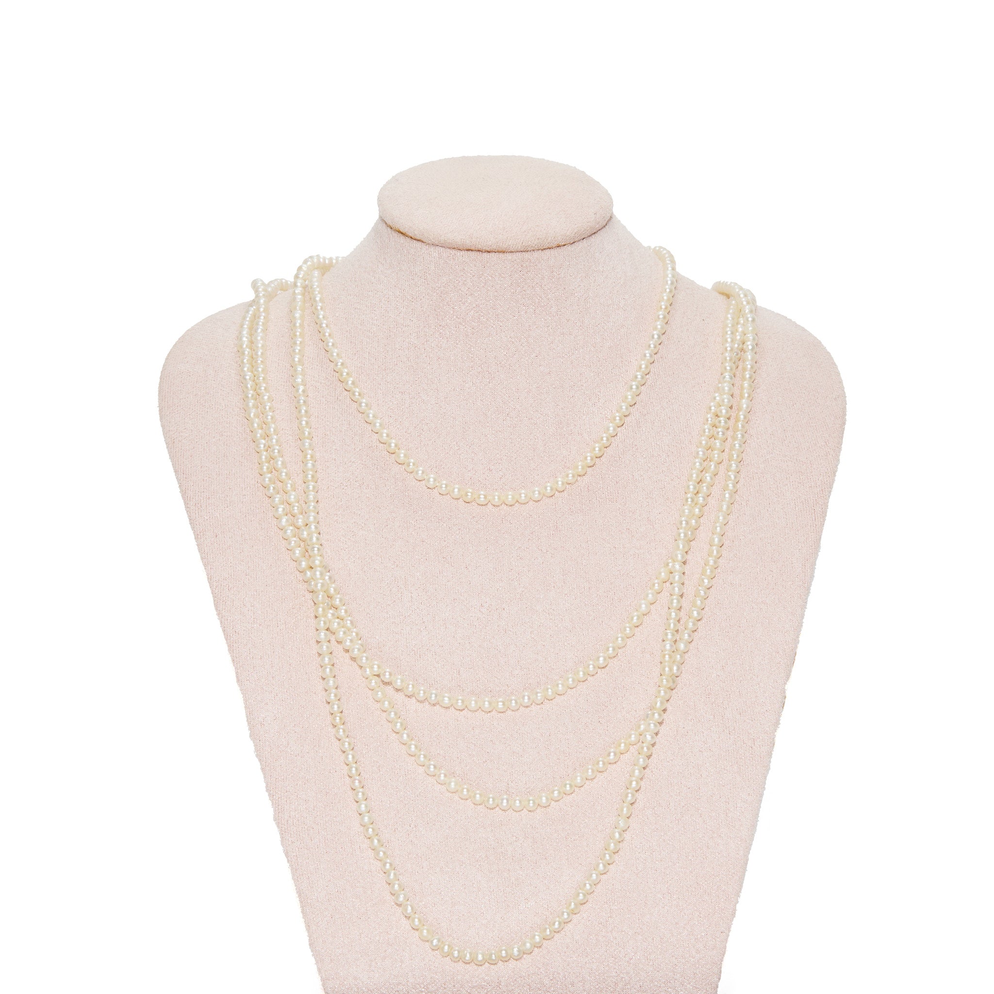 Edwardian Natural Pearl Necklace with Diamond Clasp-Charlotte Sayers Antique Jewellery