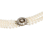 Edwardian Natural Pearl Necklace with Diamond Clasp-Charlotte Sayers Antique Jewellery