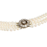 Edwardian Natural Pearl Necklace with Diamond Clasp-Charlotte Sayers Antique Jewellery