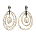 Edwardian Natural Pearl and Diamond Earrings-Charlotte Sayers Antique Jewellery