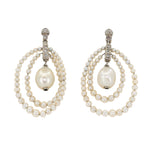 Edwardian Natural Pearl and Diamond Earrings-Charlotte Sayers Antique Jewellery