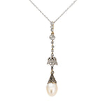 Edwardian Natural Pearl and Diamond Pendant-Charlotte Sayers Antique Jewellery