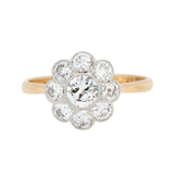 Edwardian Old Cut Diamond Daisy Cluster Ring-Charlotte Sayers Antique Jewellery