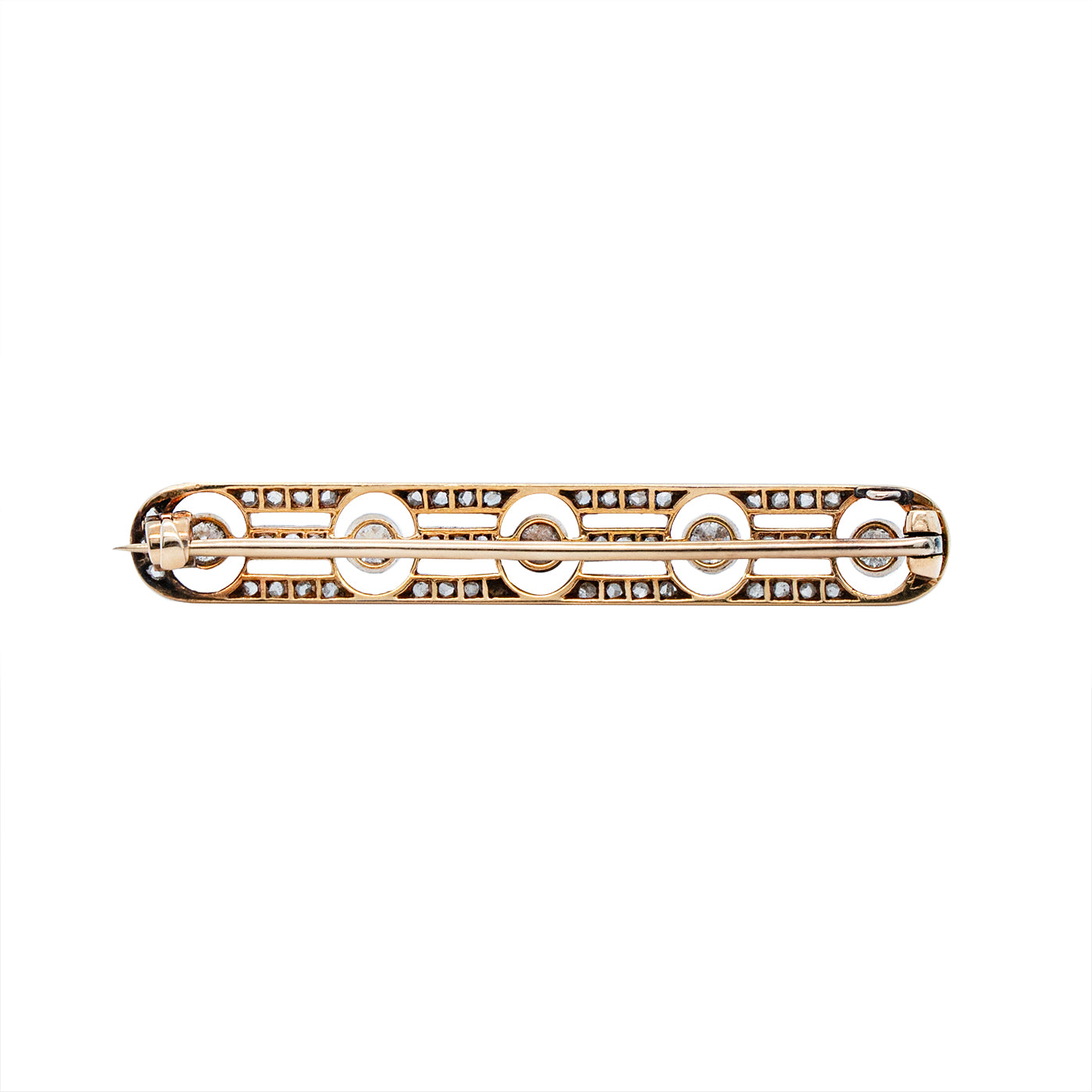 Edwardian Old European Cut Diamond Bar Brooch-Charlotte Sayers Antique Jewellery