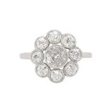 Edwardian Old Mine Cut Diamond Cluster Ring-Charlotte Sayers Antique Jewellery