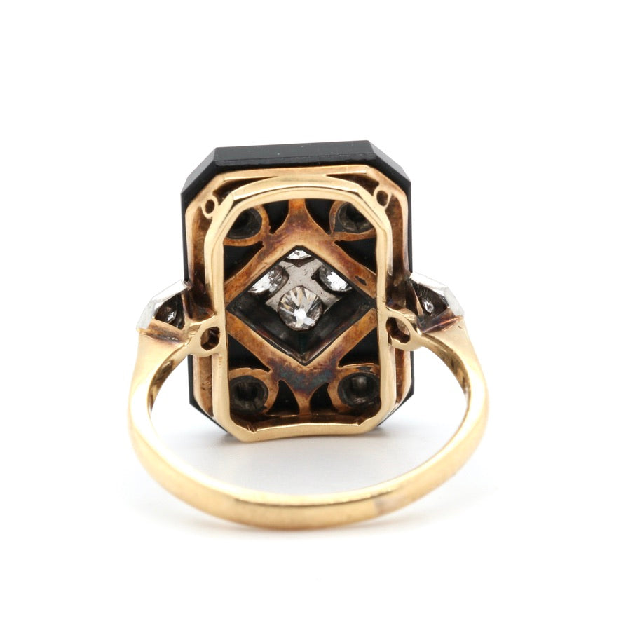 Edwardian Onyx and Diamond Ring-Charlotte Sayers Antique Jewellery