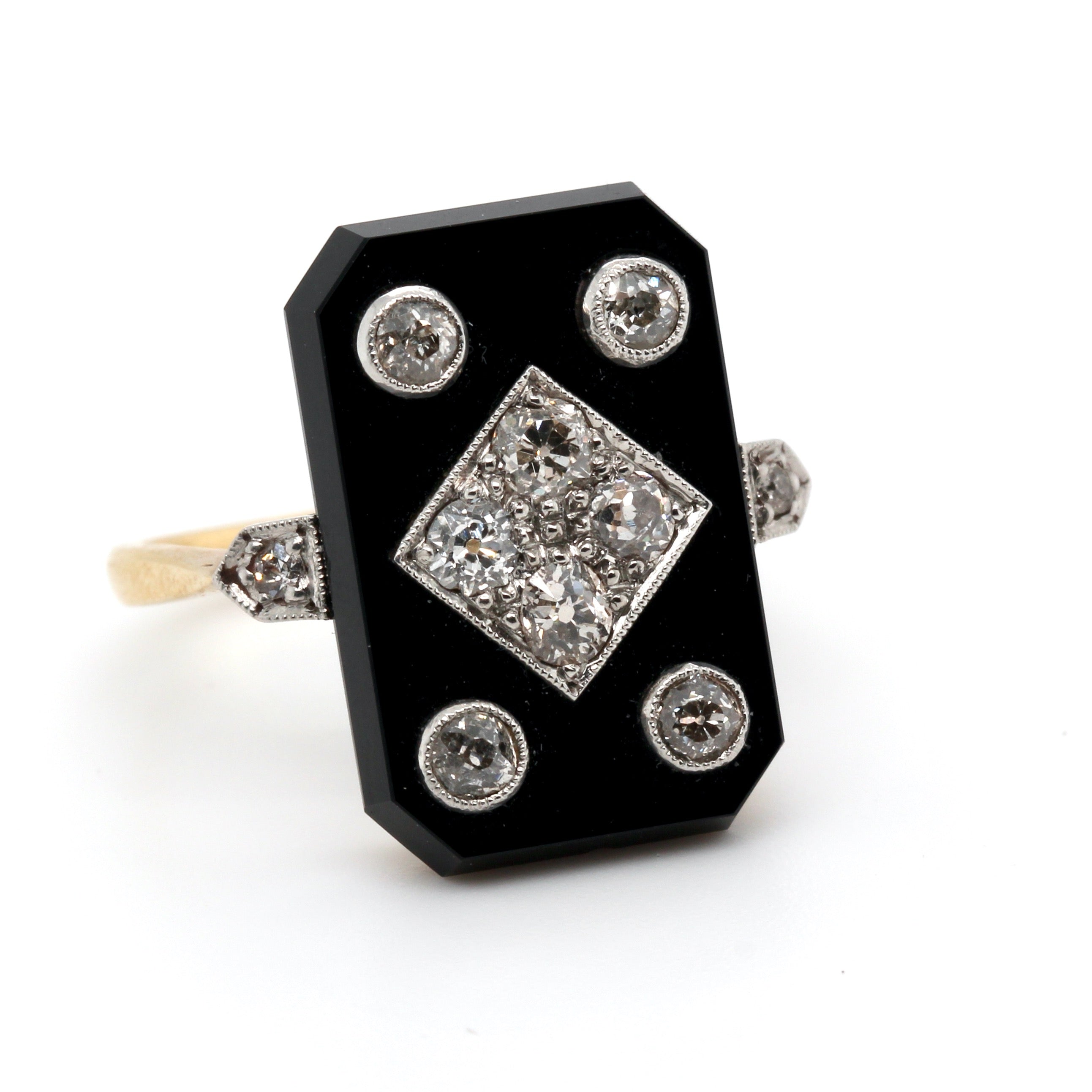 Edwardian Onyx and Diamond Ring-Charlotte Sayers Antique Jewellery