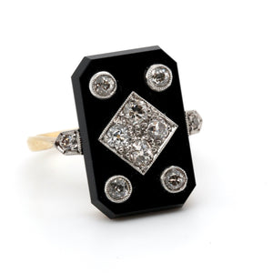 Edwardian Onyx and Diamond Ring-Charlotte Sayers Antique Jewellery