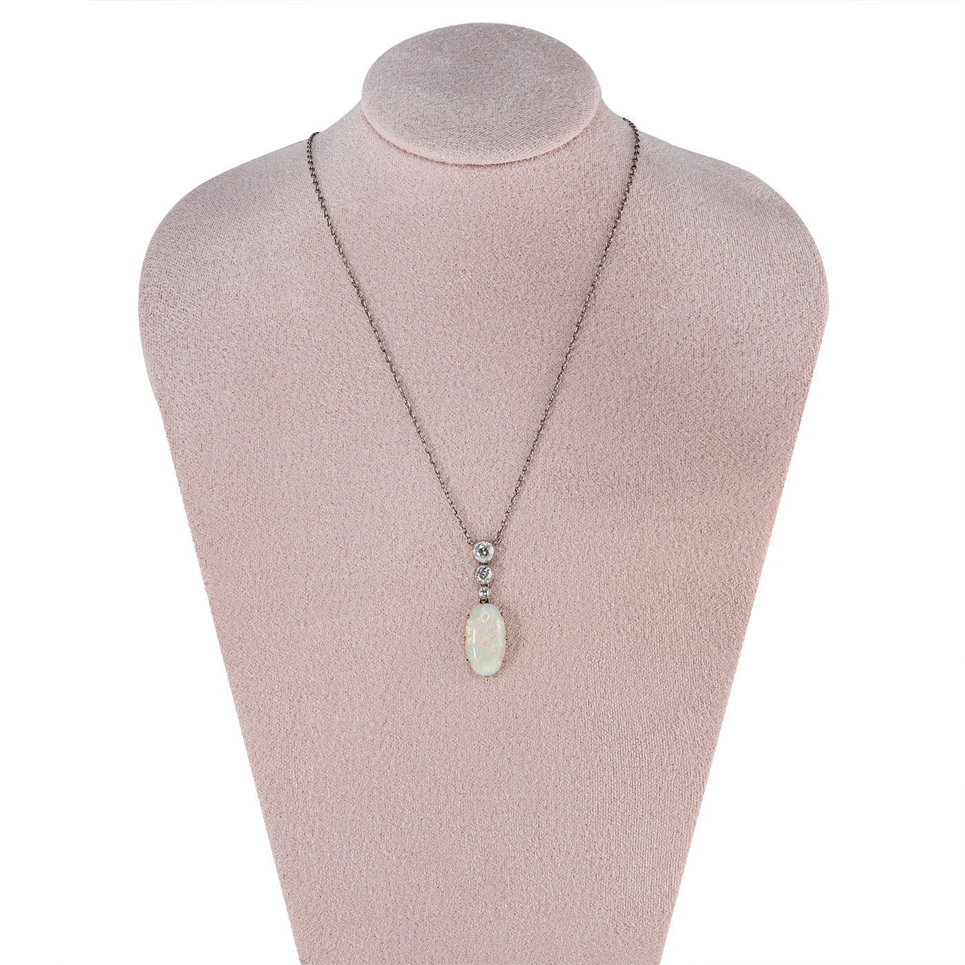 Edwardian Opal & Diamond Pendant-Charlotte Sayers Antique Jewellery