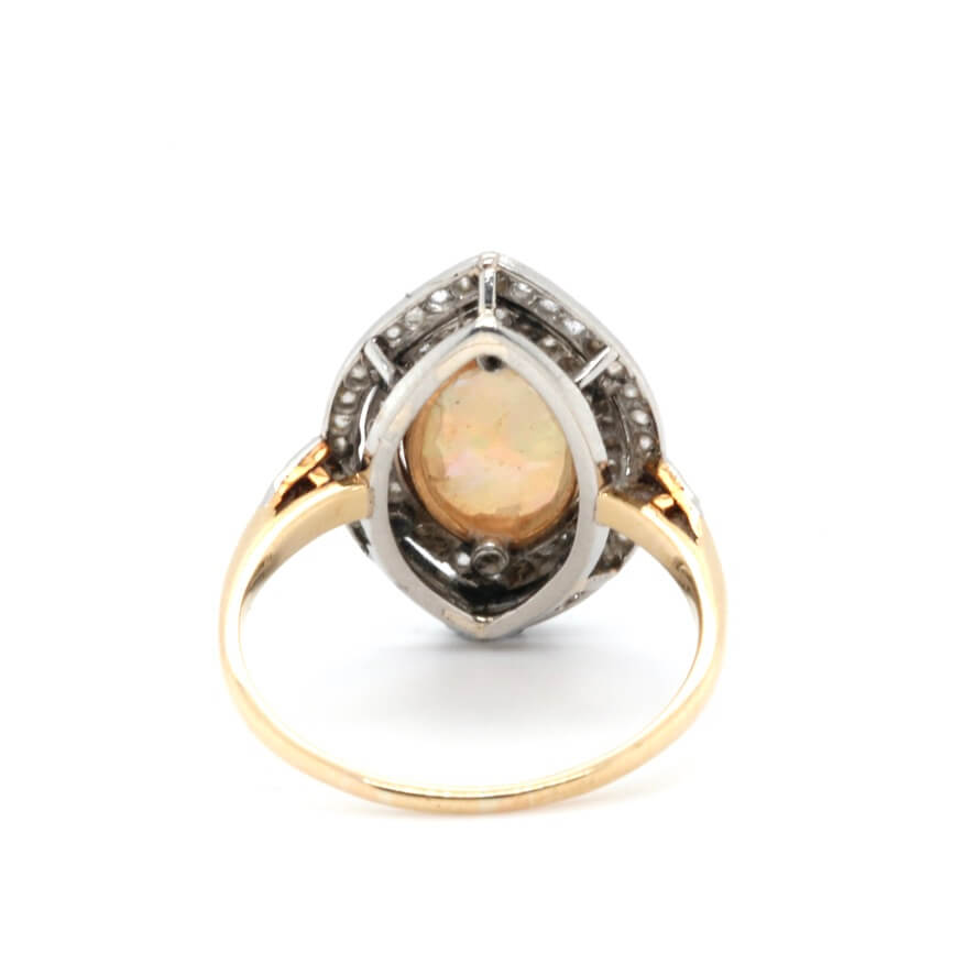 Edwardian Opal Diamond Ring-Charlotte Sayers Antique Jewellery