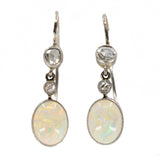 Edwardian Opal and Diamond Earrings-Charlotte Sayers Antique Jewellery