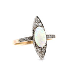 Edwardian Opal and Diamond Marquise Ring-Charlotte Sayers Antique Jewellery