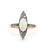 Edwardian Opal and Diamond Marquise Ring-Charlotte Sayers Antique Jewellery