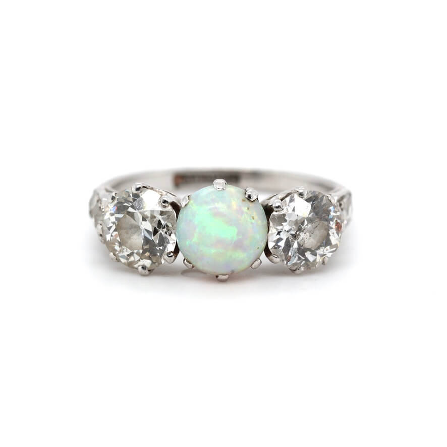 Edwardian Opal and Diamond Ring-Charlotte Sayers Antique Jewellery