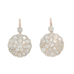 Edwardian Pavé Set Diamond Drop Cluster Earrings-Charlotte Sayers Antique Jewellery