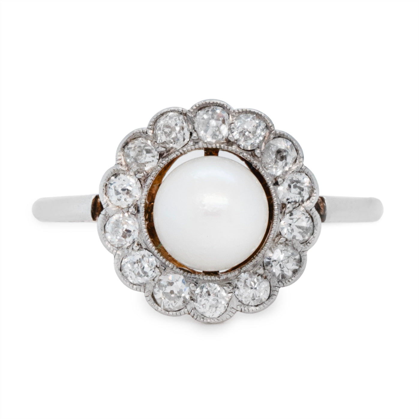 Edwardian Pearl & Diamond Ring-Charlotte Sayers Antique Jewellery