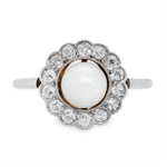 Edwardian Pearl & Diamond Ring-Charlotte Sayers Antique Jewellery