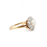 Edwardian Pearl and Diamond Cluster Ring-Charlotte Sayers Antique Jewellery