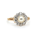 Edwardian Pearl and Diamond Cluster Ring-Charlotte Sayers Antique Jewellery