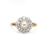 Edwardian Pearl and Diamond Cluster Ring-Charlotte Sayers Antique Jewellery